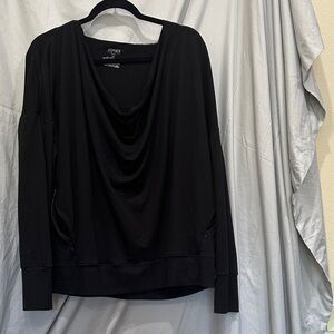 Black Draped Sports Hoodie